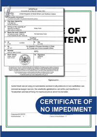 Certificate of no impediment