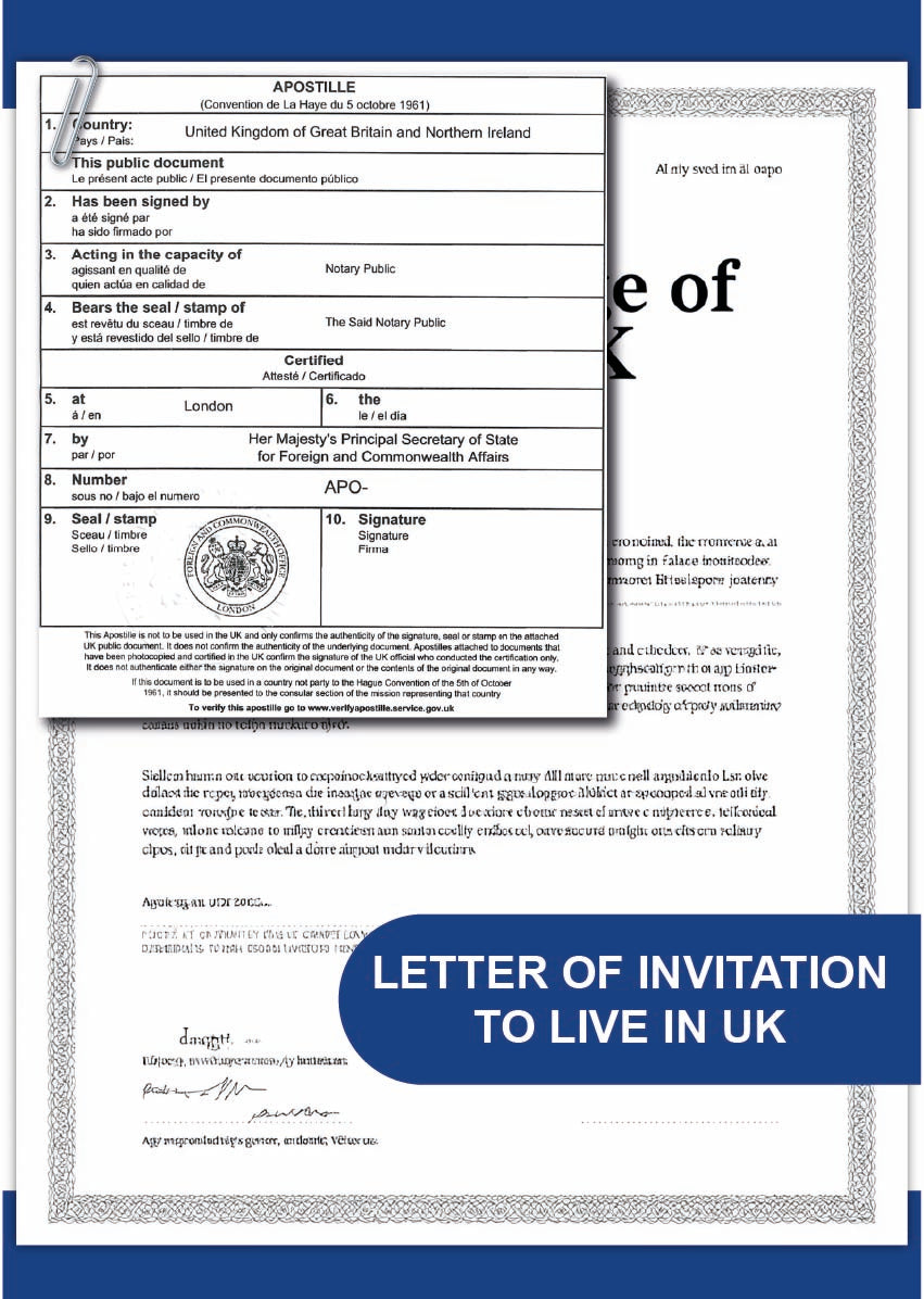 Letter of invitation (to live in UK)