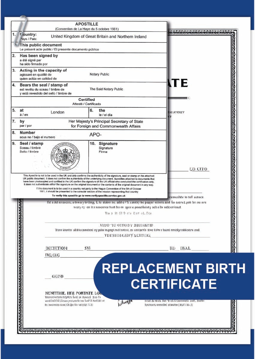 Replacement Birth Certificate (UK) 1